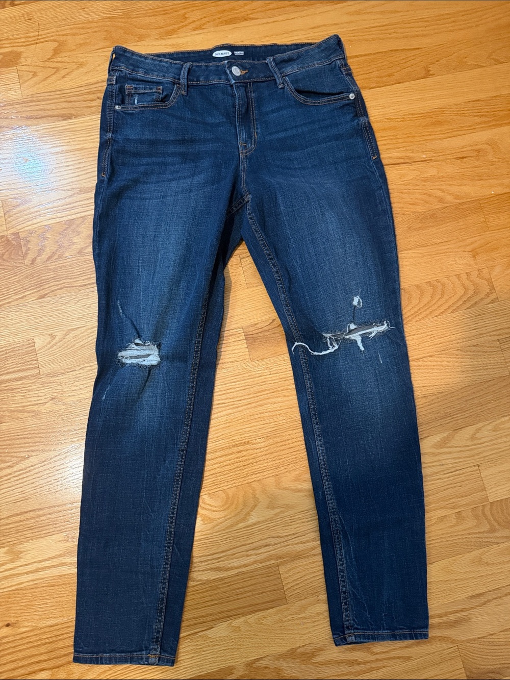 Old Navy Dark Blue Distressed Skinny Jeans